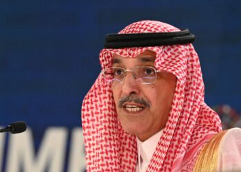 Chair of the International Monetary and Financial Committee (IMFC) Mohammed Aljadaan attends a press conference during the IMF-World Bank annual Fall meetings in Washington, DC, on October 25, 2024. (Photo by Mandel NGAN / AFP)